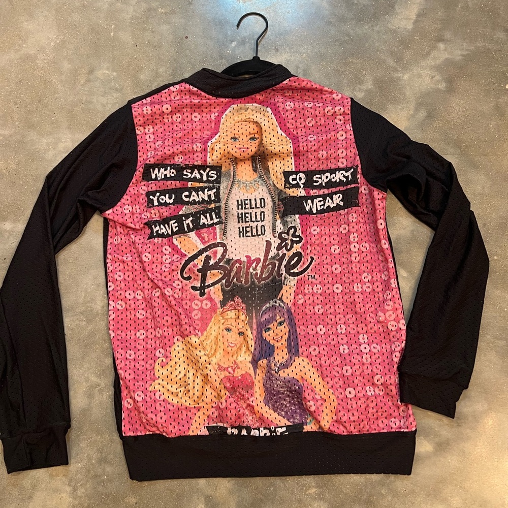 Barbie “who says you can’t have it all “ mesh zip up jacket